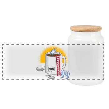 Coffee and sugar - Panoramic Cookie Jar with Wooden Lid - white - Front