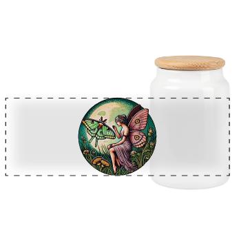 Scène de fée enchantée et de papillon - Boîte à biscuits avec couvercle en bois - blanc - Devant