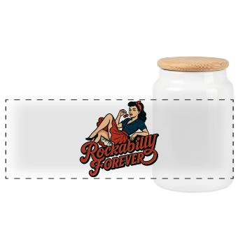 Rockabilly Forever Cherries Wife 50s Gift - Panoramic Cookie Jar with Wooden Lid - white - Front