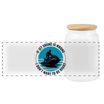 Funny Jet Ski for Water Sports Lovers - Panoramic Cookie Jar with Wooden Lid - white - Front