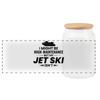 Jet ski pour les amateurs de sports nautiques d’été - Boîte à biscuits avec couvercle en bois - blanc - Devant