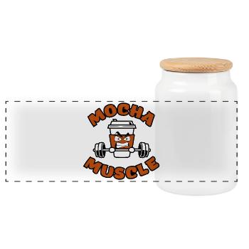 Formation à la caféine – Power Coffee - Boîte à biscuits avec couvercle en bois - blanc - Devant