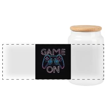 Neon Gaming Controller Design - Panorama Keksdose mit Holzdeckel - Weiß - Vorne