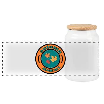 Autumn Leaves Emblems - Panoramic Cookie Jar with Wooden Lid - white - Front