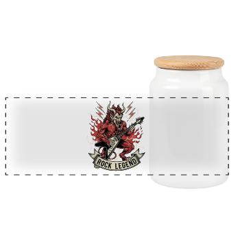 Mythical Demon Rock Illustration - Panoramic Cookie Jar with Wooden Lid - white - Front