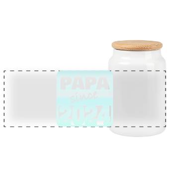 Dad 2024 - Panoramic Cookie Jar with Wooden Lid - white - Front
