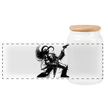 Demonic guitar solo louder than hell - Panoramic Cookie Jar with Wooden Lid - white - Front