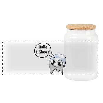 School enrolment school child 1st grade primary school Geist - Panoramic Cookie Jar with Wooden Lid - white - Front