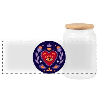 cœur mystique - Boîte à biscuits avec couvercle en bois - blanc - Devant