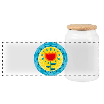 POP FLOWER - Panoramic Cookie Jar with Wooden Lid - white - Front