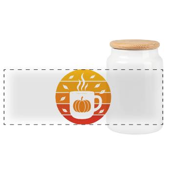 Saison Automne Rétro Pumpkin Spice - Boîte à biscuits avec couvercle en bois - blanc - Devant