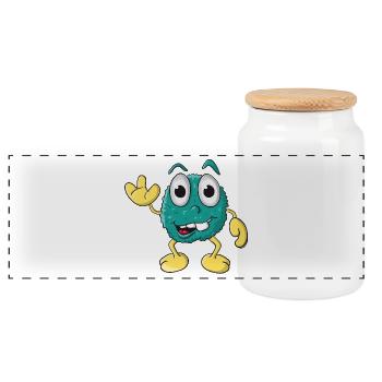 Drôle de monstre - Boîte à biscuits avec couvercle en bois - blanc - Devant