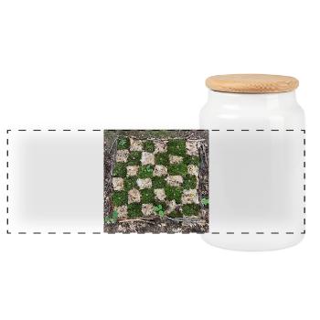 Forest Plants Pattern Design - Panoramic Cookie Jar with Wooden Lid - white - Front