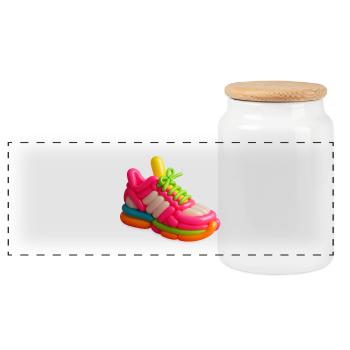 Airy Balloon Sneakers in Vibrant Neon Colors - Panoramic Cookie Jar with Wooden Lid - white - Front