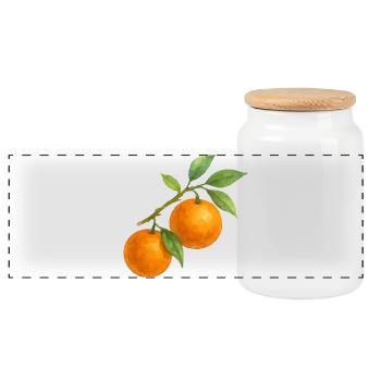 Orange branch with ripe fruit - Panoramic Cookie Jar with Wooden Lid - white - Front