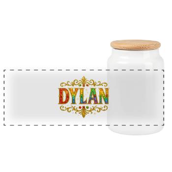 DYLAN Glitzer Gold Pailletten - Panorama Keksdose mit Holzdeckel - Weiß - Vorne