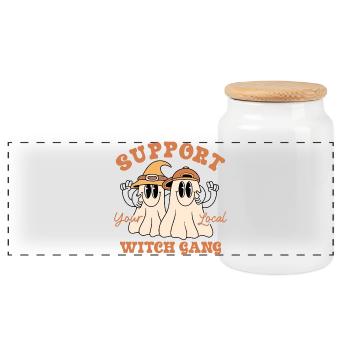 Halloween - Boîte à biscuits avec couvercle en bois - blanc - Devant