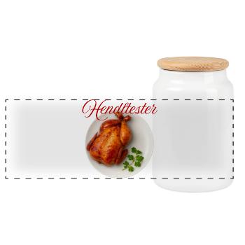 HendlHester Coq au Vin Illustration - Panorama Keksdose mit Holzdeckel - Weiß - Vorne