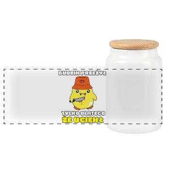 Poulet tueur du matin - Boîte à biscuits avec couvercle en bois - blanc - Devant