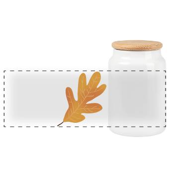 Illustration de feuille de chêne d’automne - Boîte à biscuits avec couvercle en bois - blanc - Devant