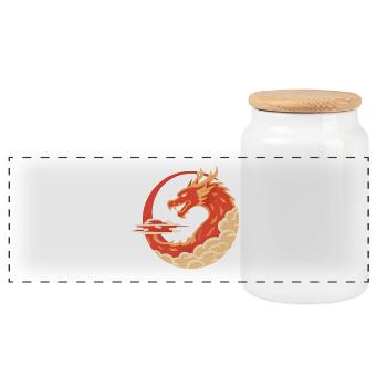 Balançoire Dragon Ardent - Chinese Design Dragon - Boîte à biscuits avec couvercle en bois - blanc - Devant