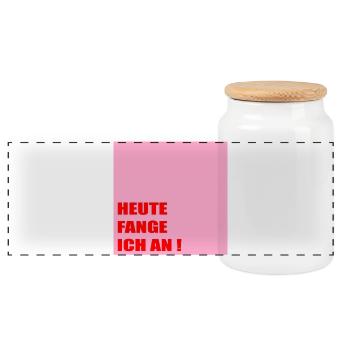 Powerful Motivation Self-Confidence - Panoramic Cookie Jar with Wooden Lid - white - Front