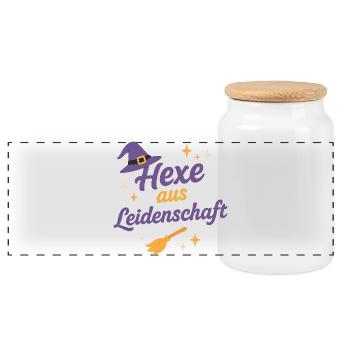 Hexe aus Leidenschaft - Panorama Keksdose mit Holzdeckel - Weiß - Vorne