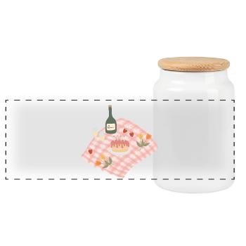 Celebration Picnic Party Design - Panoramic Cookie Jar with Wooden Lid - white - Front