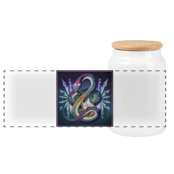 Mythical Serpent Guitar Illustration - Panoramic Cookie Jar with Wooden Lid - white - Front
