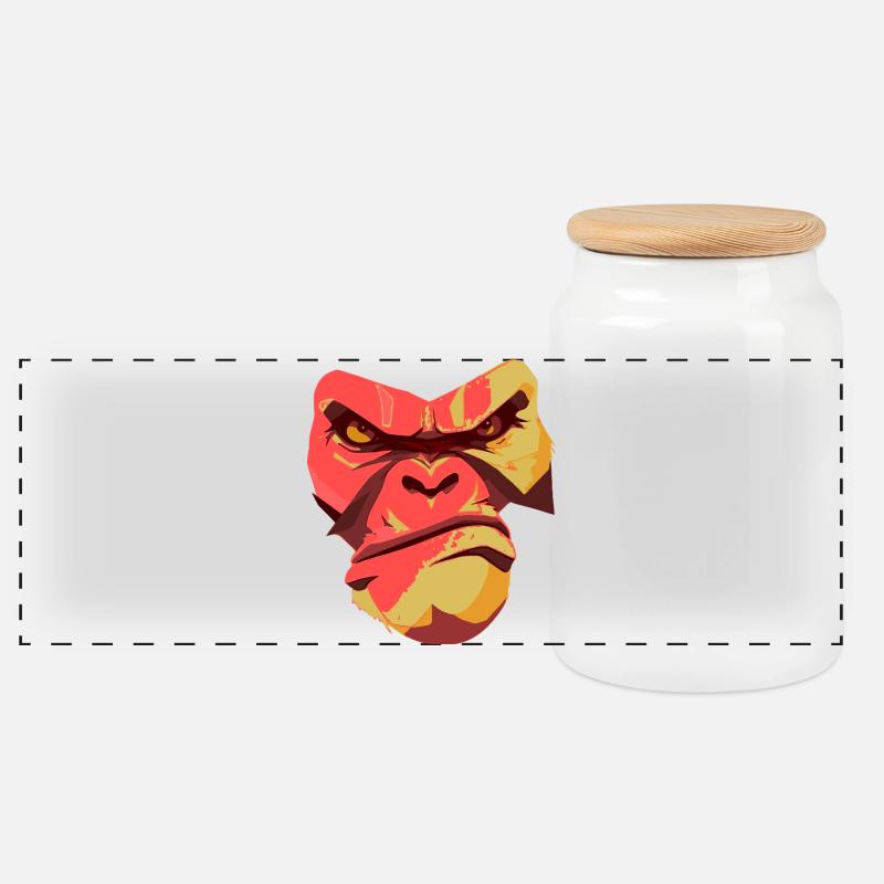 Gorilla Power Back Design - Panorama Keksdose mit Holzdeckel - Weiß