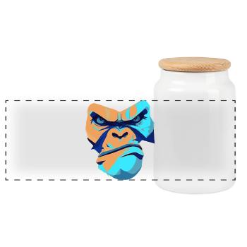 Imprimé imprété Gorille Bleu Devant - Boîte à biscuits avec couvercle en bois - blanc - Devant