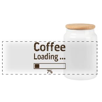 Coffee Loading Spruch Zitat - Panorama Keksdose mit Holzdeckel - Weiß - Vorne