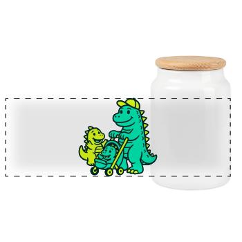 Papa dragon avec enfants dragons - Boîte à biscuits avec couvercle en bois - blanc - Devant