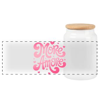 More Amore Herzen - Panorama Keksdose mit Holzdeckel - Weiß - Vorne