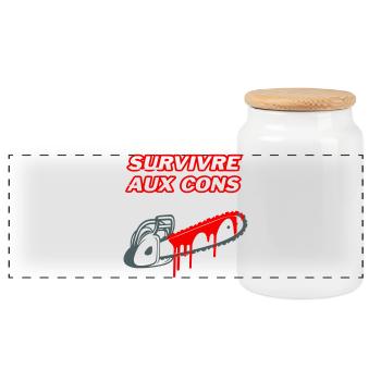 Survivre aux cons - Boîte à biscuits avec couvercle en bois - blanc - Devant