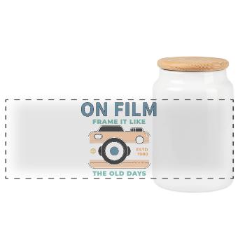 Conception de film d’appareil photo vintage - Boîte à biscuits avec couvercle en bois - blanc - Devant