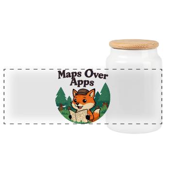 Cartes sur Apps Fox avec carte - Boîte à biscuits avec couvercle en bois - blanc - Devant
