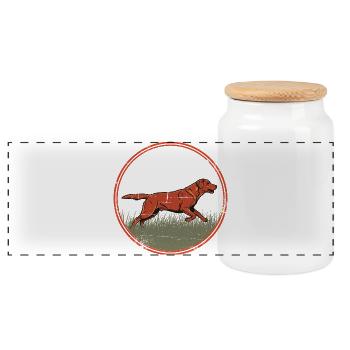 Laufender Jagdhund Naturmotiv - foxred Labrador - Panorama Keksdose mit Holzdeckel - Weiß - Vorne