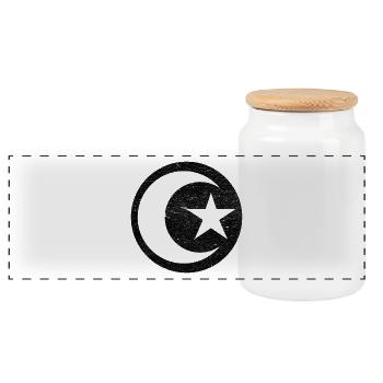 Croissant et étoile islam cercle noir - Boîte à biscuits avec couvercle en bois - blanc - Devant