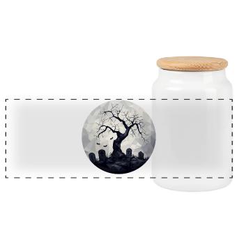 Arbres fantômes sombres avec cimetière - Boîte à biscuits avec couvercle en bois - blanc - Devant