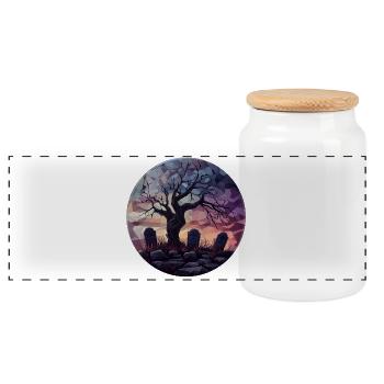 Geometric Ghost Tree at Sunset - Panoramic Cookie Jar with Wooden Lid - white - Front