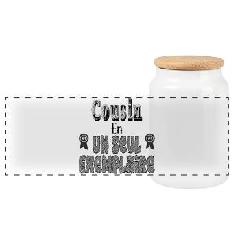 Cousin in a Single Copy - Panoramic Cookie Jar with Wooden Lid - white - Front