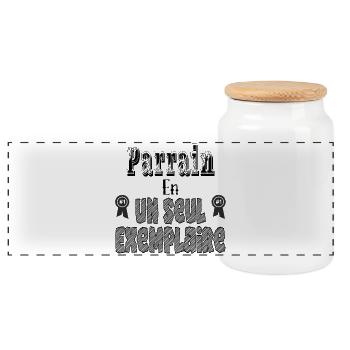 Parrain En Un Seul Exemplaire - Boîte à biscuits avec couvercle en bois - blanc - Devant