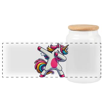 Dab Einhorn Dabbing Einhörner Unicorn Mädchen - Panorama Keksdose mit Holzdeckel - Weiß - Vorne
