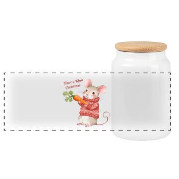 Süße Weihnachts Maus – Have a Kind Christmas - Panoramic Cookie Jar with Wooden Lid - white - Front