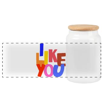 I like you. Ich mag dich.  - Panorama Keksdose mit Holzdeckel - Weiß - Vorne