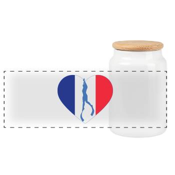 France Freediving Heart Flag - Panoramic Cookie Jar with Wooden Lid - white - Front
