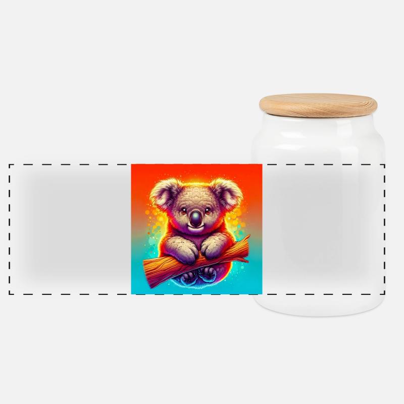 Koala - Panorama Keksdose mit Holzdeckel - Weiß