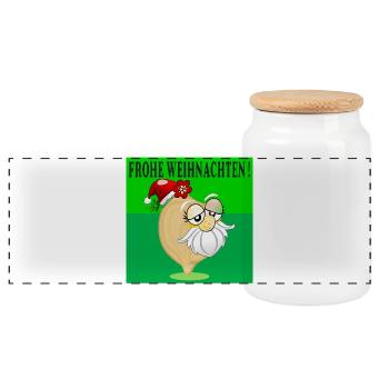 MERRY CHRISTMAS CHICKPEA SANTA CLAUS - Panoramic Cookie Jar with Wooden Lid - white - Front