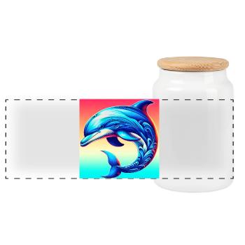 dauphin - Boîte à biscuits avec couvercle en bois - blanc - Devant